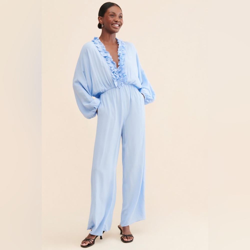 Elliatt Counterglow‎ Ruffle Jumpsuit blue xs